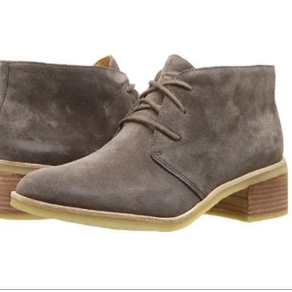 Clarks Shoes - Clarks Womens Phenia Carnaby block heeled Boots Grey Suede women’s size 8.5